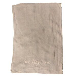 Embroidered white on White Hand Tea Towel Cotton Linen Vintage Wedding